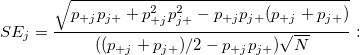 SE_j = \frac{\sqrt{p_{+j}p_{j+}+p_{+j}^2p_{j+}^2-p_{+j}p_{j+}(p_{+j}+p_{j+})}}{((p_{+j}+p_{j+})/2-p_{+j}p_{j+})\sqrt{N}}:
