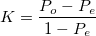 K = \frac{P_o-P_e}{1-P_e} K = \frac{P_o-P_e}{1-P_e}