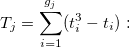 T_j=\sum_{i=1}^{g_j}(t_i^3-t_i):