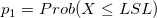 p_1=Prob(X\le LSL)