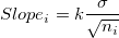 Slope_i = k\frac{\sigma}{\sqrt{n_i}} Slope_i = k\frac{\sigma}{\sqrt{n_i}}