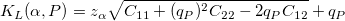 K_L(\alpha, P)=z_\alpha\sqrt{C_{11}+(q_P)^2C_{22}-2q_PC_{12}}+q_P