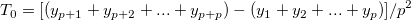 T_0 = [(y_{p+1} + y_{p+2} + ... + y_{p+p}) - (y_{1} + y_{2} + ... + y_{p})] / p^2 