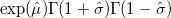  \exp(\hat{\mu})\Gamma(1+\hat{\sigma})\Gamma(1-\hat{\sigma}) 