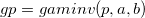 gp=gaminv(p, a, b)
