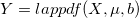 Y = lappdf(X, \mu, b)