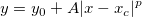 y=y_0+A|x-x_c|^p