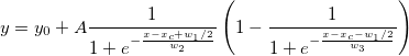y=y_0+A\frac 1{1+e^{-\frac{x-x_c+w_1/2}{w_2}}}\left(1-\frac 1{1+e^{-\frac{x-x_c-w_1/2}{w_3}}}\right)