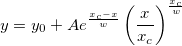y = y_0 + Ae^{\frac{x_c-x}{w}}\left(\frac{x}{x_c}\right)^{\frac{x_c}{w}}