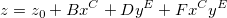 z=z_0+Bx^C+Dy^E+Fx^Cy^E
