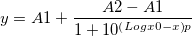 y=A1+\frac{A2-A1}{1+10^{\left( Logx0-x\right) p}}