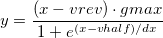 y=\frac{(x-vrev)\cdot gmax }{1+e^{(x-vhalf)/dx}} y=\frac{(x-vrev)\cdot gmax }{1+e^{(x-vhalf)/dx}}