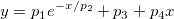 y=p_1e^{-x/p_2}+p_3+p_4x