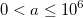 0<a\leq 10^6