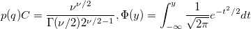 p(q)C=\frac{\nu ^{\nu /2}}{\Gamma (\nu /2)2^{\nu /2-1}},\Phi (y)=\int_{-\infty }^y\frac 1{\sqrt{2\pi }}e^{-t^2/2}dt