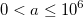 0<a\leq 10^6