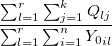 \frac{ \sum_{l=1}^{r} \sum_{j=1}^{k} Q_{lj} }{ \sum_{l=1}^{r} \sum_{i=1}^{n} {Y_0}_{il} }
