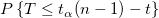 P \left\{T \le t_{\alpha}(n-1)-t\right\}