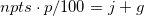 npts\cdot p/100=j+g