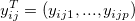 y_{ij}^{T} = (y_{ij1},...,y_{ijp})