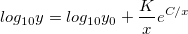 log_{10}y=log_{10}y_{0}+\frac{K}{x}{e}^{C/x}
