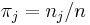 \pi_j=n_j/n\ 