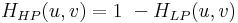 H_{HP}(u,v)=1\ -H_{LP}(u,v)