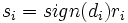 s_i=sign(d_i)r_i\,\!