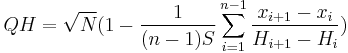 QH =\sqrt{N}(1-\frac{1}{(n-1)S}\sum_{i=1}^{n-1}\frac{x_{i+1}-x_i}{H_{i+1}-H_i})