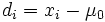 d_i=x_i-\mu _0\,\!