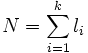  N=\sum_{i=1}^kl_i\,\!