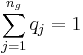 \sum_{j=1}^{n_g} q_j=1