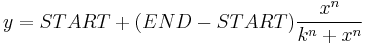 y = START+(END-START)\frac{x^n}{k^n+x^n}