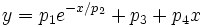y=p_1e^{-x/p_2}+p_3+p_4x