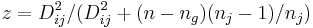 z=D_{ij}^2/(D_{ij}^2+(n-n_g)(n_j-1)/n_j)