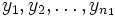 y_1,y_2,\ldots ,y_{n_1}\,\!