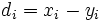 d_i=x_i-y_i\,\!