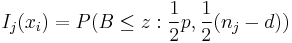 I_j(x_i)=P(B\le z:\frac{1}{2}p,\frac{1}{2}(n_j-d)) 