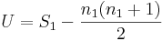  U=S_1-\frac{n_1(n_1+1)}2\,