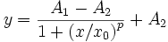 y=\frac{A_1-A_2}{1+\left( x/x_0\right) ^p}+A_2