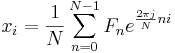 x_i=\frac{1}{N}\sum _{n=0}^{N-1}F_ne^{\frac{2\pi j}{N}ni}