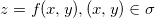 z=f(x,y),(x,y)\in \sigma