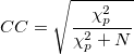 CC = \sqrt{\frac{\chi_p^2}{\chi_p^2+N}}