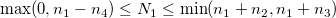 \max(0,n_1-n_4)\leq N_1 \leq \min(n_1+n_2,n_1+n_3)