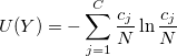 U(Y) = -\sum_{j=1}^{C}\frac{c_j}{N}\ln\frac{c_j}{N}