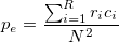 p_e = \frac{ \sum_{i=1}^R r_i c_i }{ N^2 }