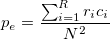 p_e = \frac{ \sum_{i=1}^R r_i c_i }{ N^2 }