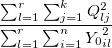 \frac{ \sum_{l=1}^{r} \sum_{j=1}^{k} Q_{lj}^2 }{ \sum_{l=1}^{r} \sum_{i=1}^{n} {Y_0}_{il}^2 }