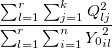\frac{ \sum_{l=1}^{r} \sum_{j=1}^{k} Q_{lj}^2 }{ \sum_{l=1}^{r} \sum_{i=1}^{n} {Y_0}_{il}^2 }