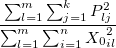 \frac{ \sum_{l=1}^{m} \sum_{j=1}^{k} P_{lj}^2 }{ \sum_{l=1}^{m} \sum_{i=1}^{n} {X_0}_{il}^2 }